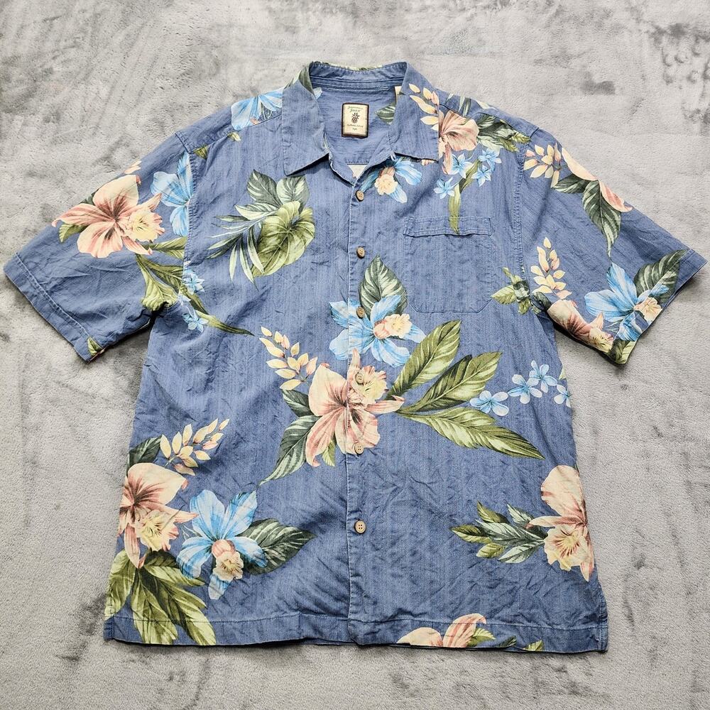 Vintage Jamaica Jaxx Shirt Mens L Blue Floral Silk Relaxed Hawaiian Camp Beach‎